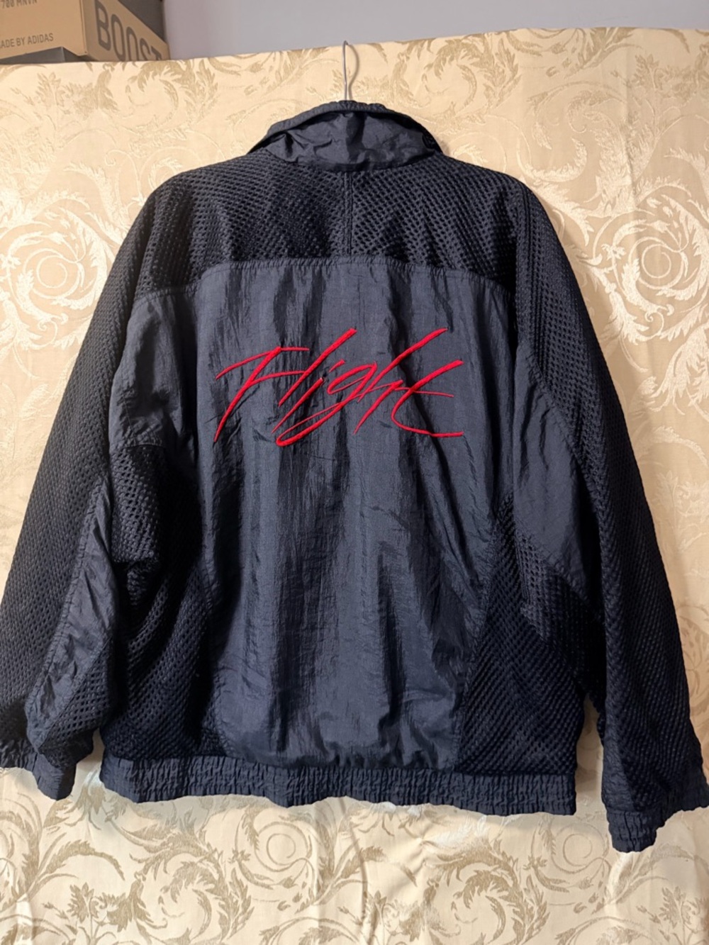 Nike/Jordan Flight Black Windbreaker Jacket with Red Logo Accent